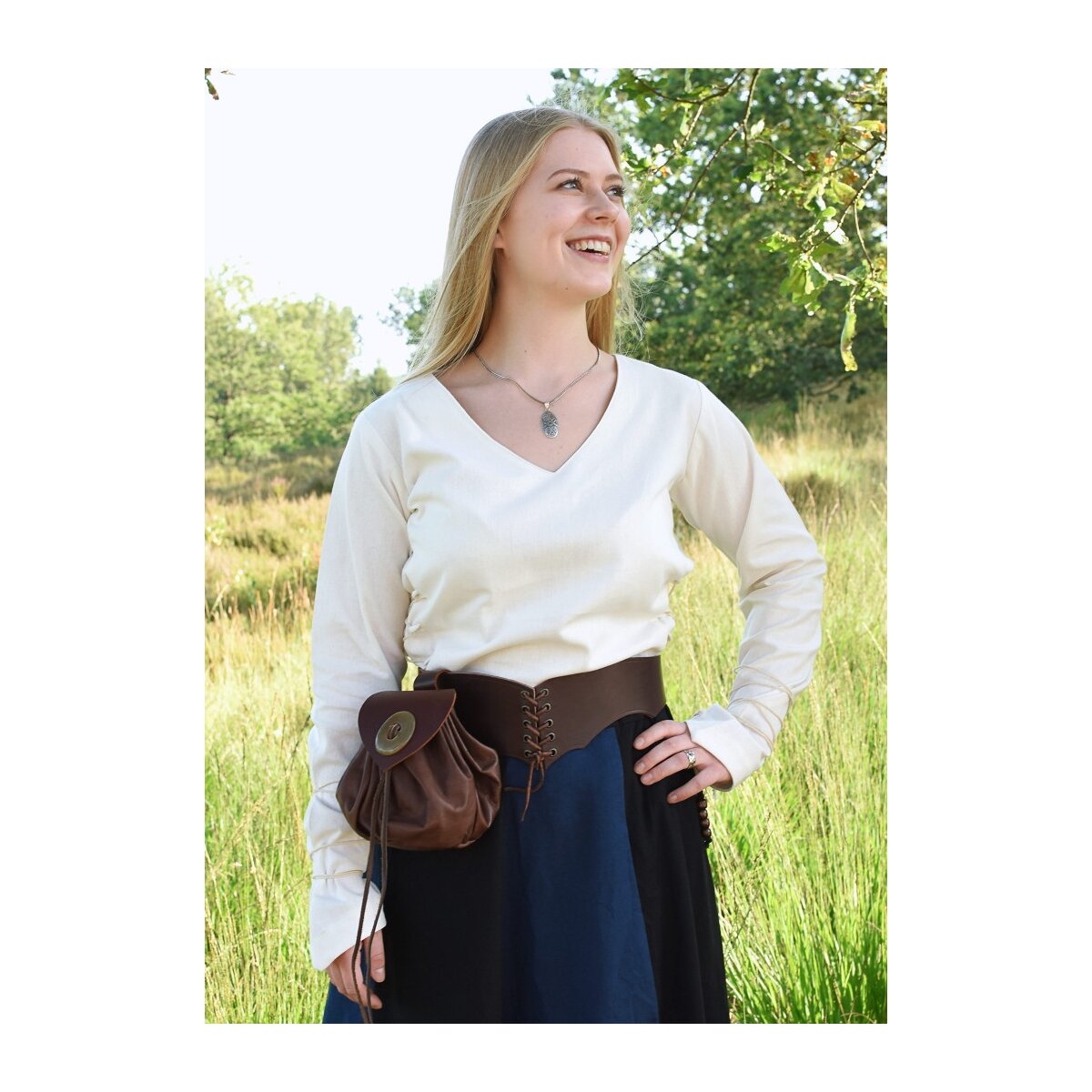 Market-Medieval Blouse Aila Laced natural white